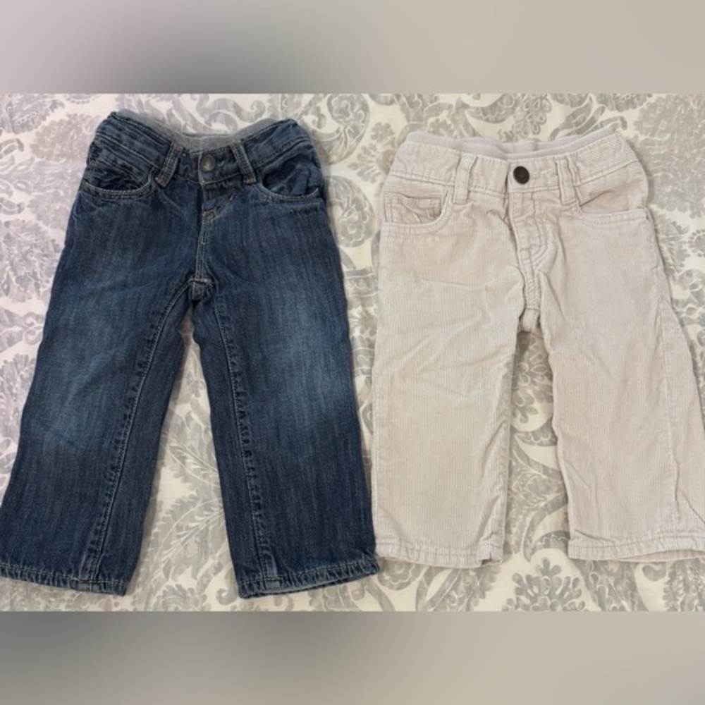 2 Pairs - BabyGap Fleece Lined Jeans & Corduroy Pants (12 - 18 months)